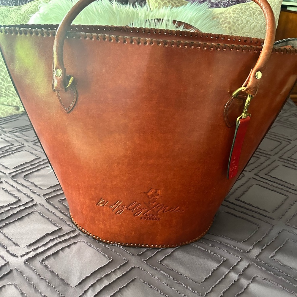 Nila Anthony Brown Leather Tote with Brass Hardware